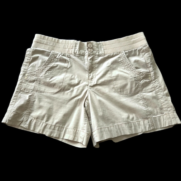 Khaki & Co Utility Camp Hiking Stretch Shorts Tan Elastic Waist - Picture 1 of 9